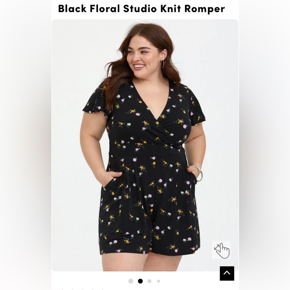 Torrid black floral knit romper- size 1